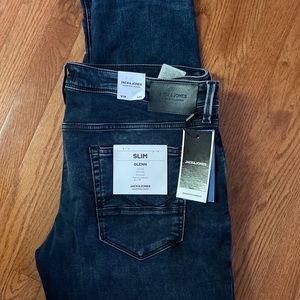 Jack & Jones Glenn Slim Fit Denim Jeans Dark Blue 38x32 Smart Casual
